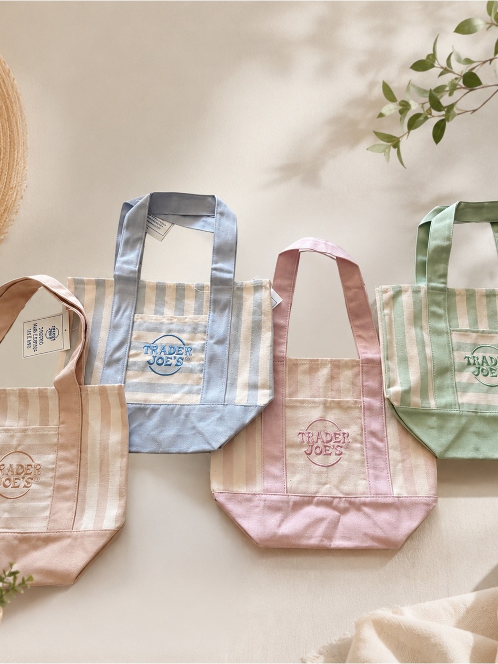 Trader Joe’s Stripe Canvas Tote Bag pastel colors! bundle